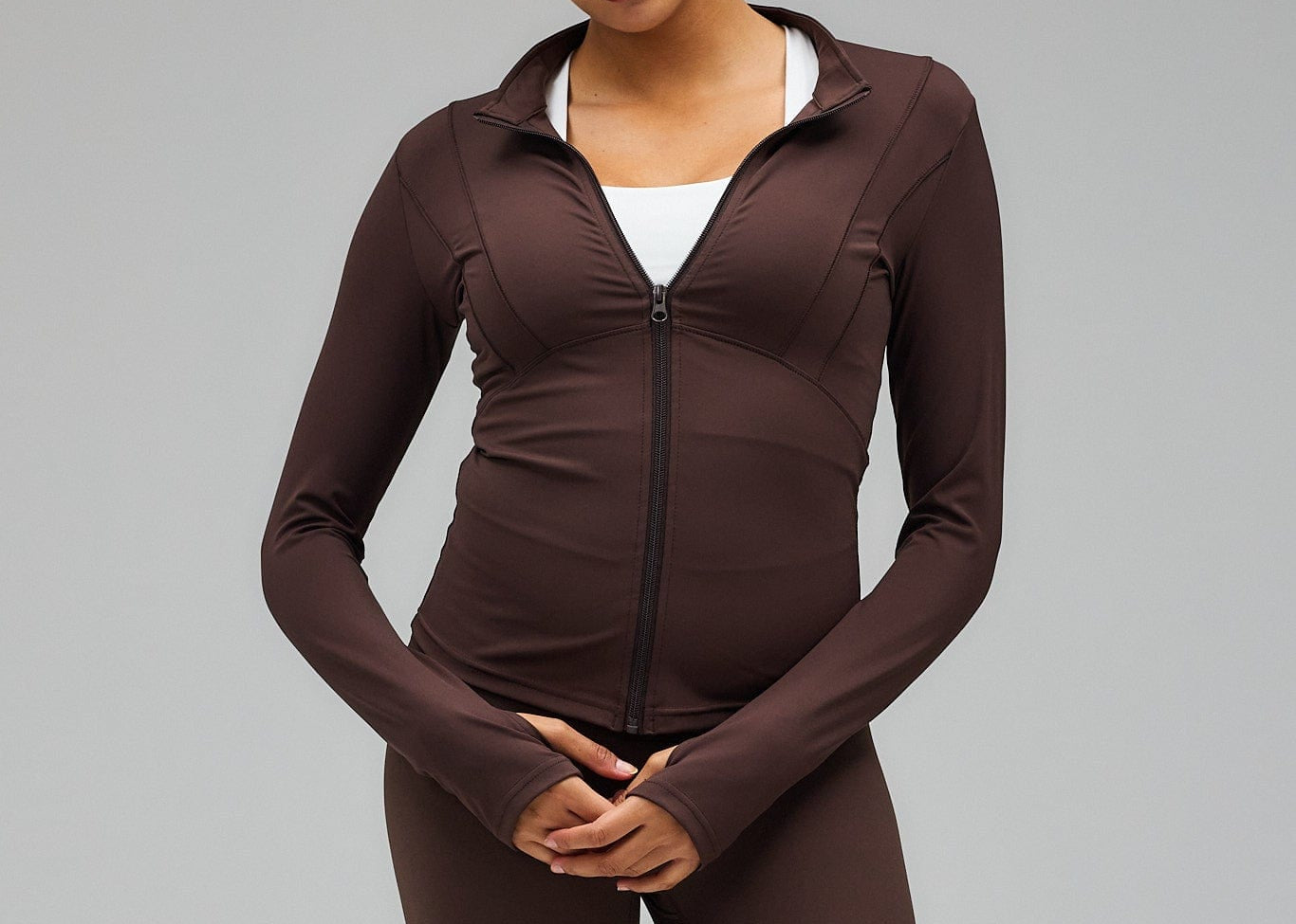 Exercere Blouses Hyper Zip Blouse - Pecan Brown