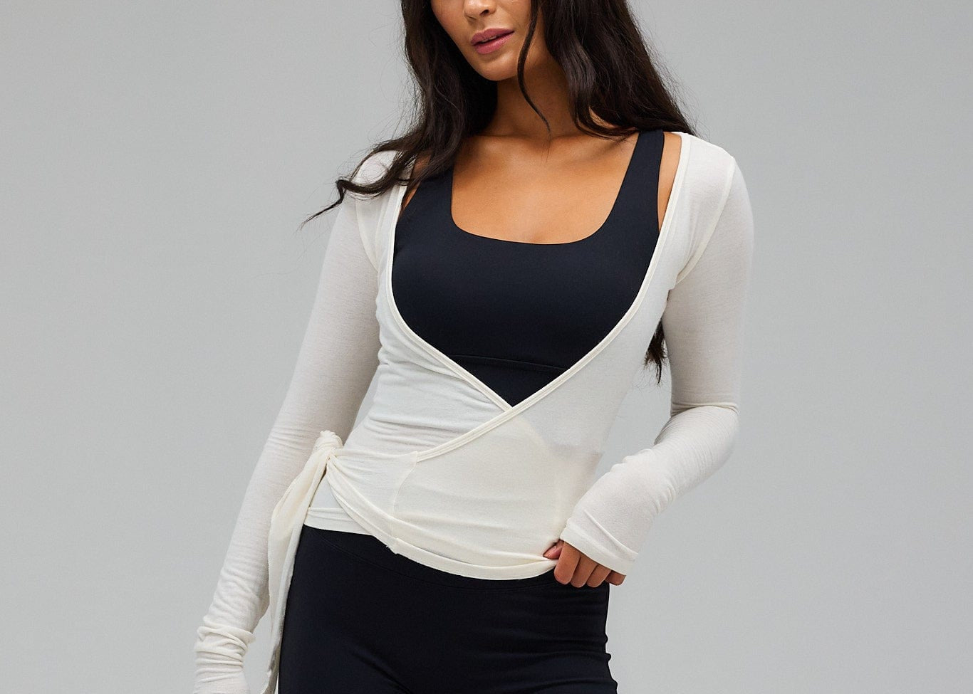 Exercere Blouses Ballet Wrap Blouse - White