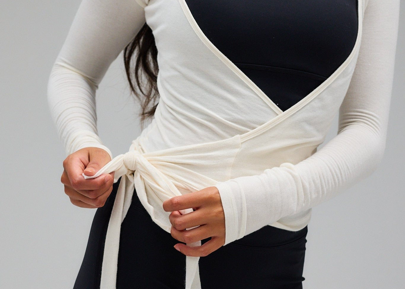 Exercere Blouses Ballet Wrap Blouse - White