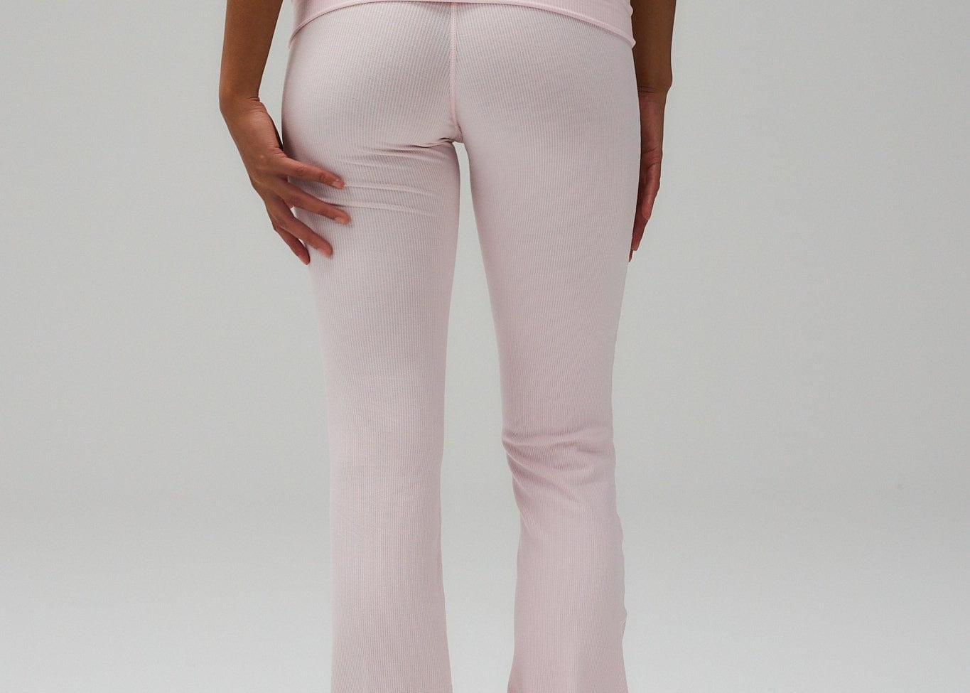 Exercere Tights Rib Fold Over Pants - Soft Pink