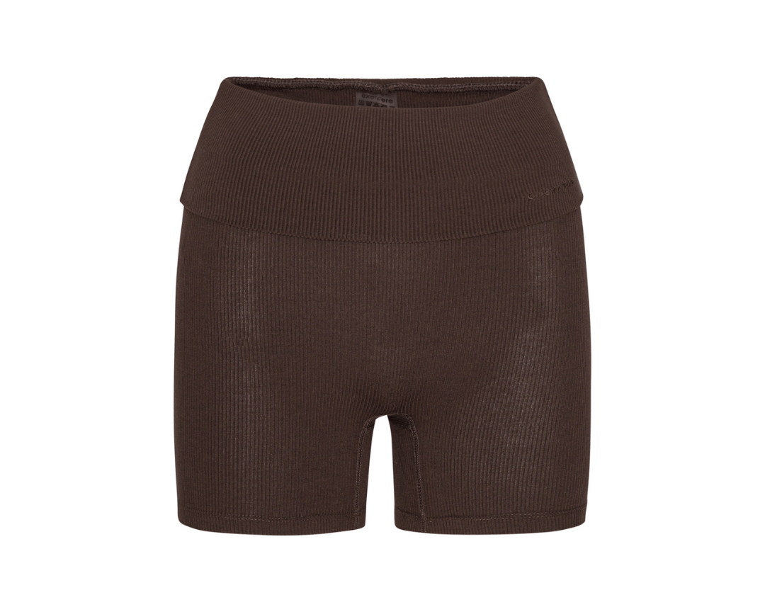 Exercere Shorts Rib Fold Over Shorts - Pecan Brown