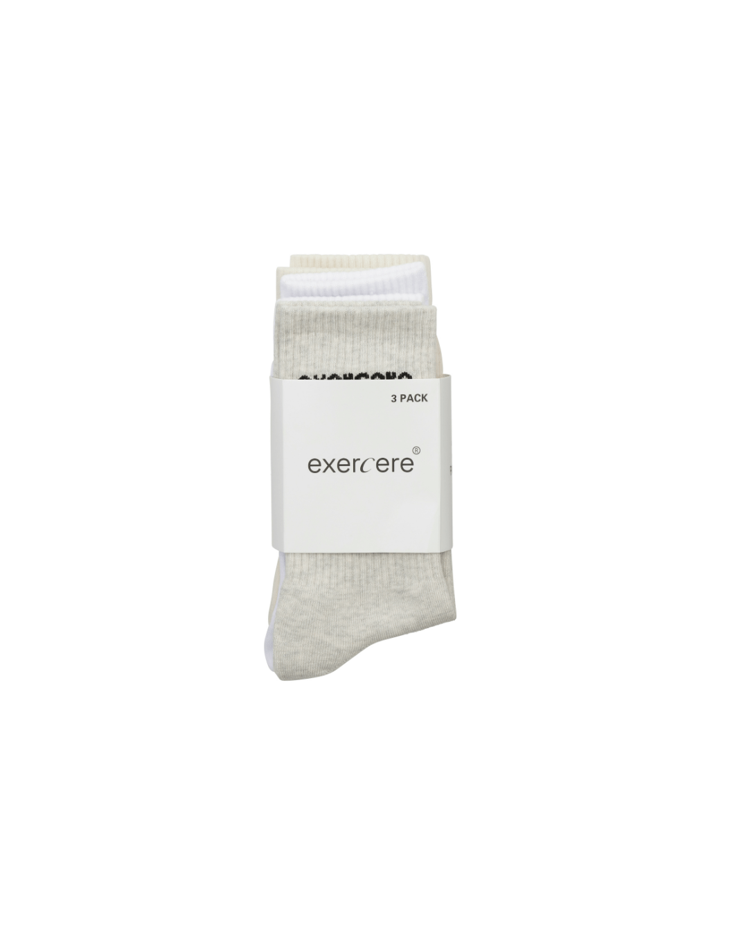 Exercere Socks One Size 3 pack socks - White, Grey, Beige