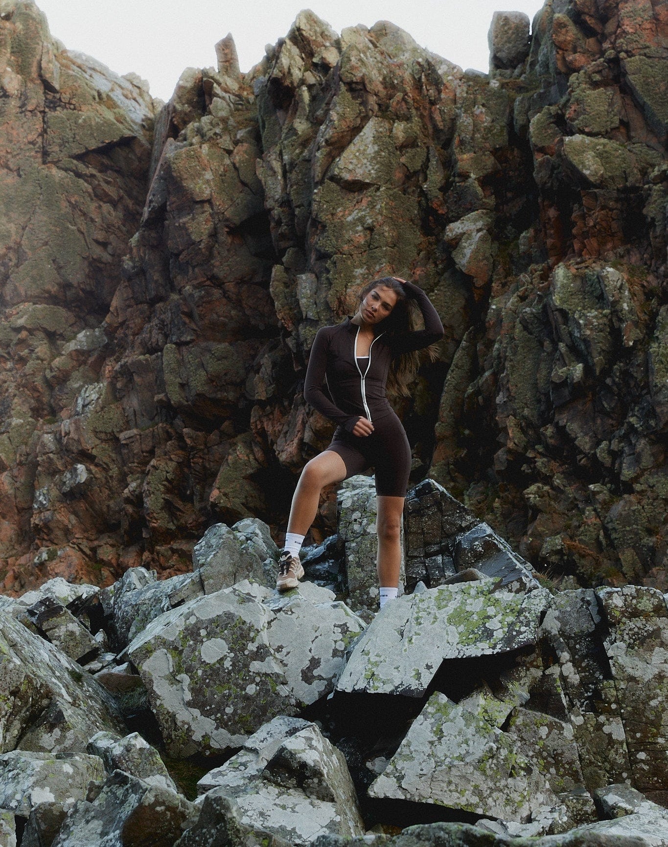 Exercere Blouses Active Zip Blouse - Pecan Brown