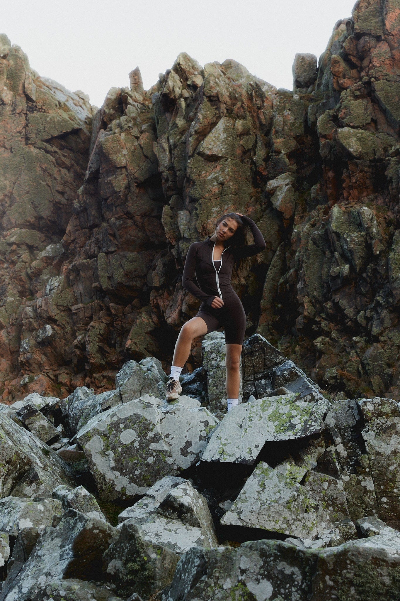 Exercere Blouses Active Zip Blouse - Pecan Brown