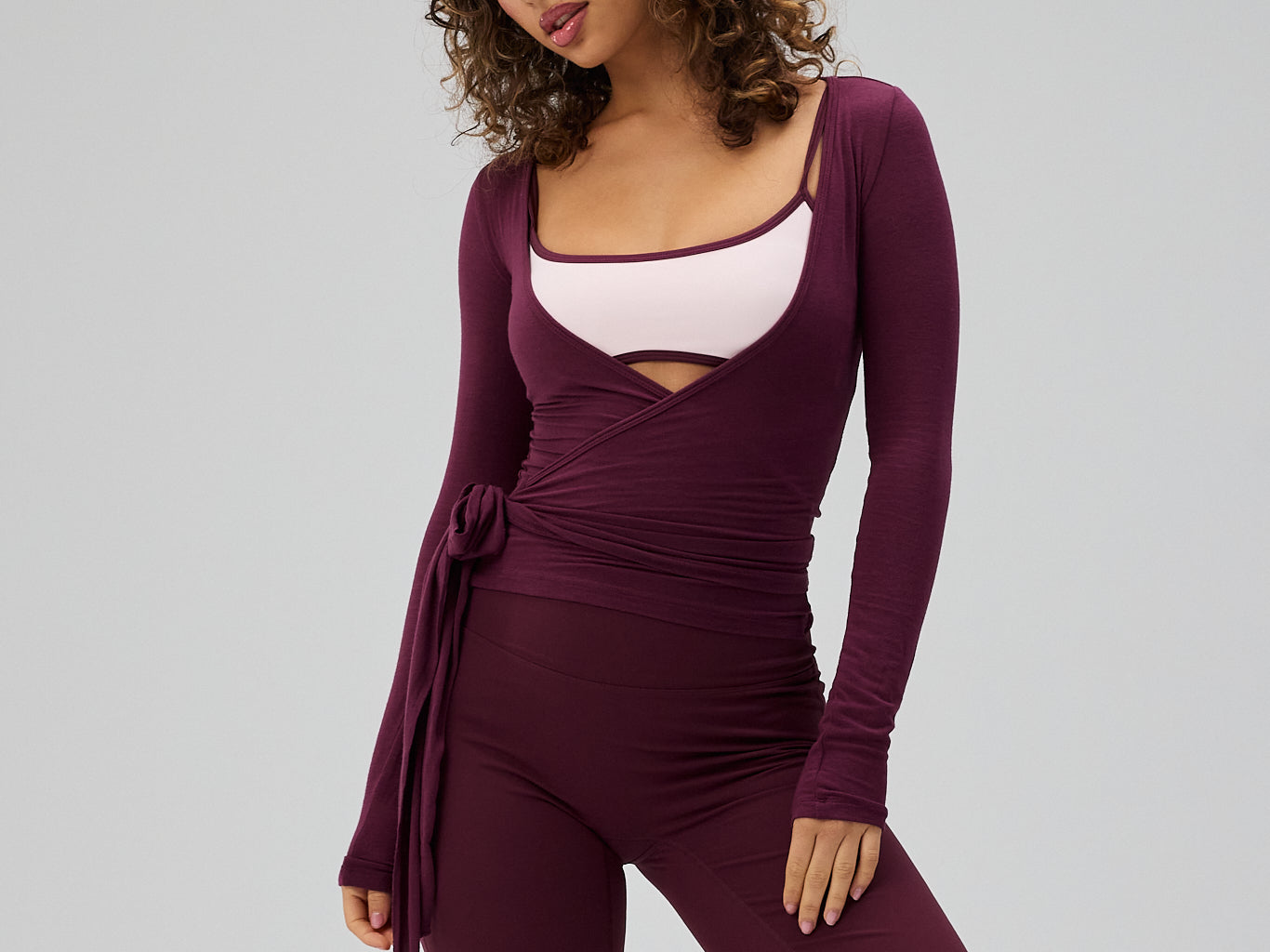 Ballet Wrap Blouse - Deep Plum