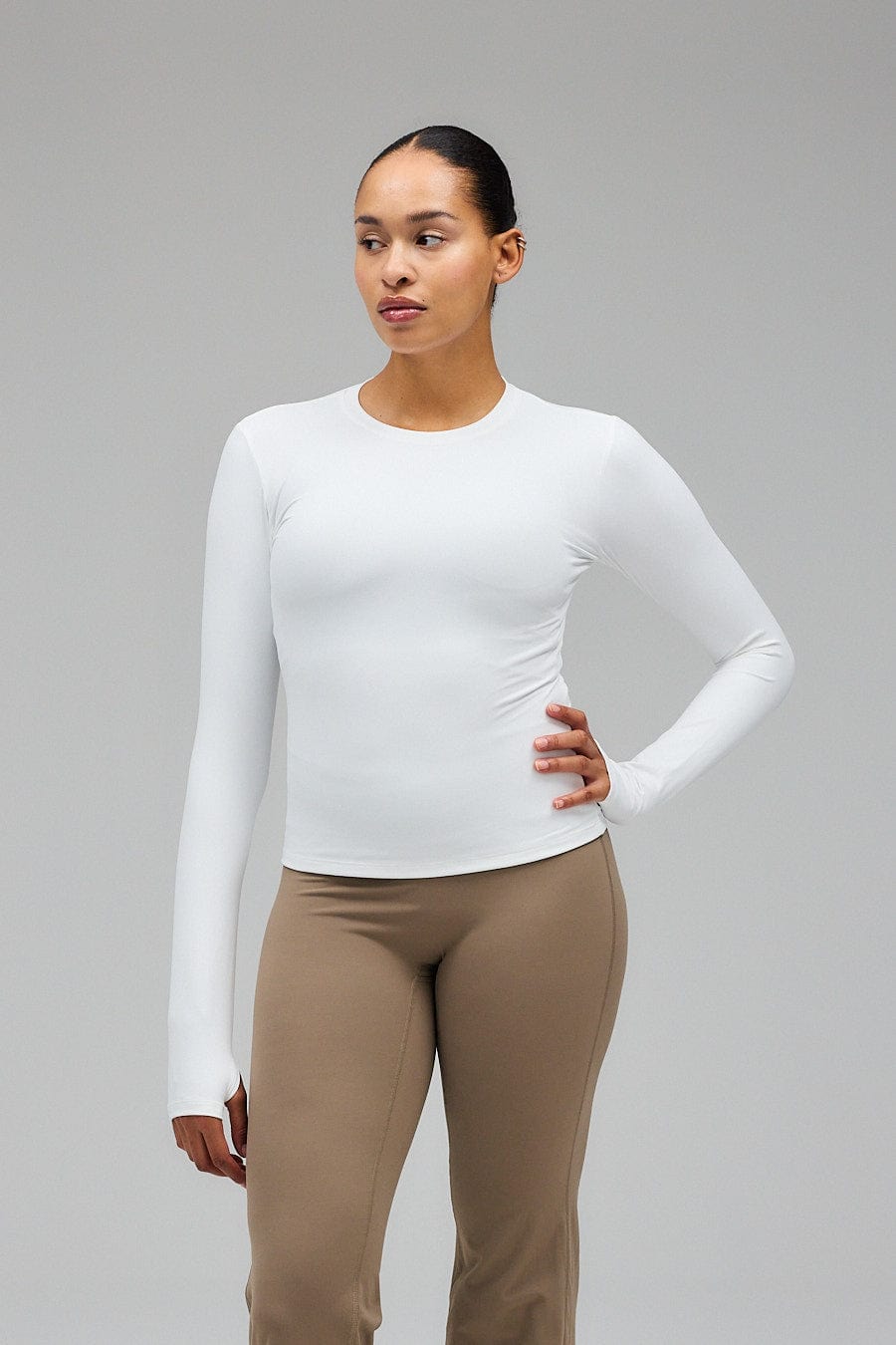 Exercere Tops Neaty Long Sleeve - White