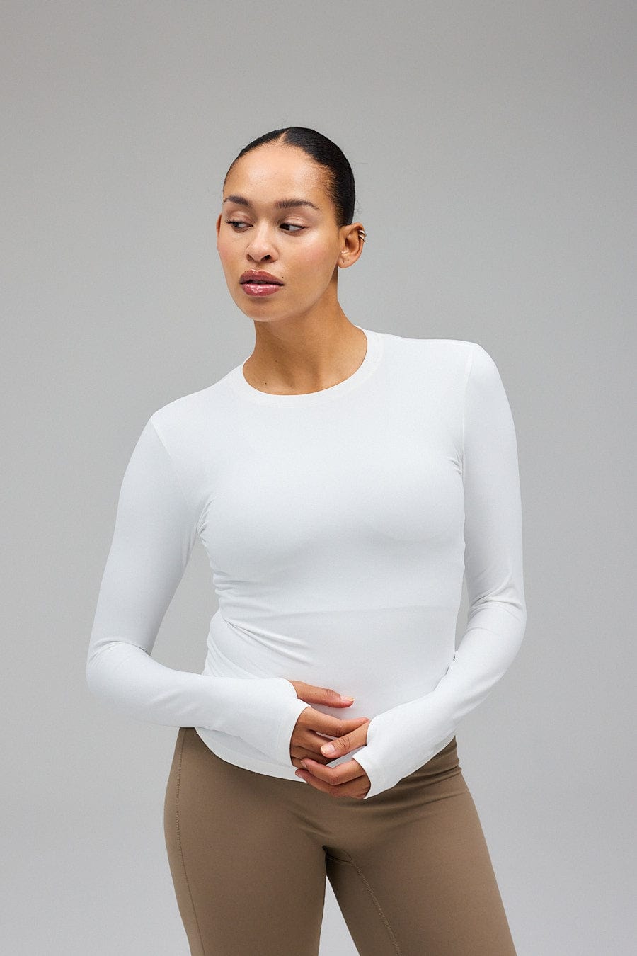 Exercere Tops Neaty Long Sleeve - White