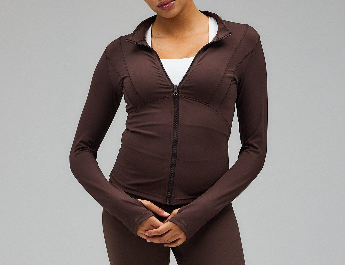 Exercere Blouses Hyper Zip Blouse - Pecan Brown