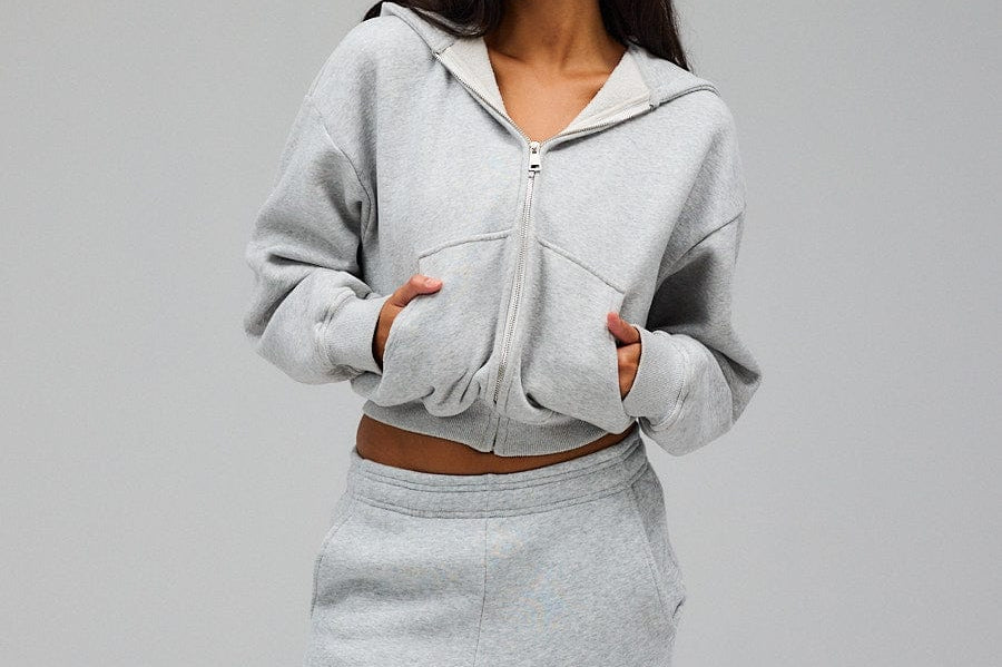 Exercere Blouses Cropped Zip Hoodie - Grey