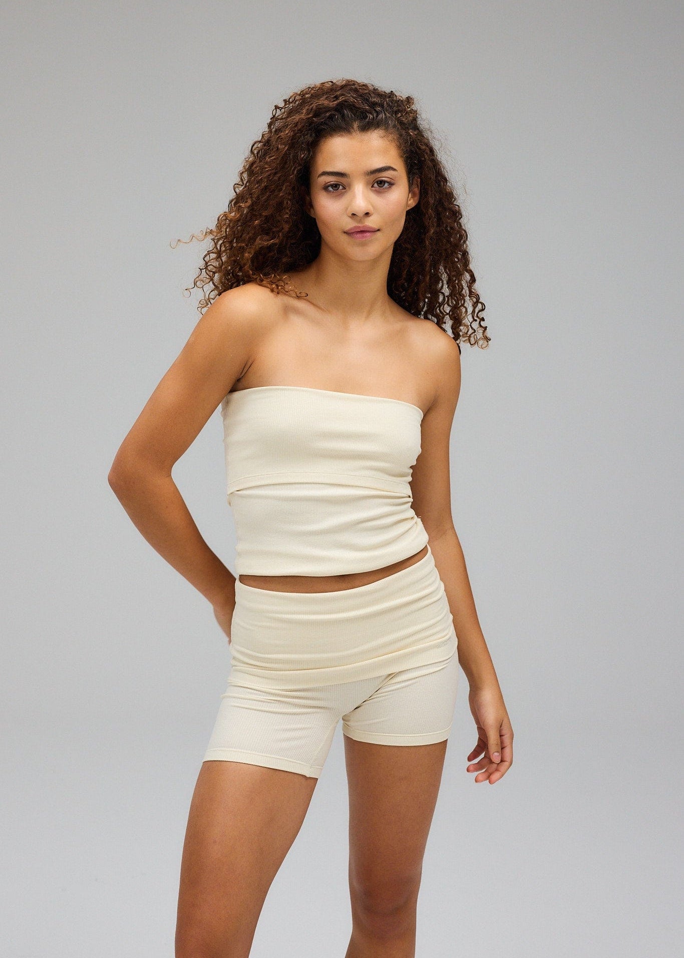 Exercere Shorts Rib Fold Over Shorts - Honey
