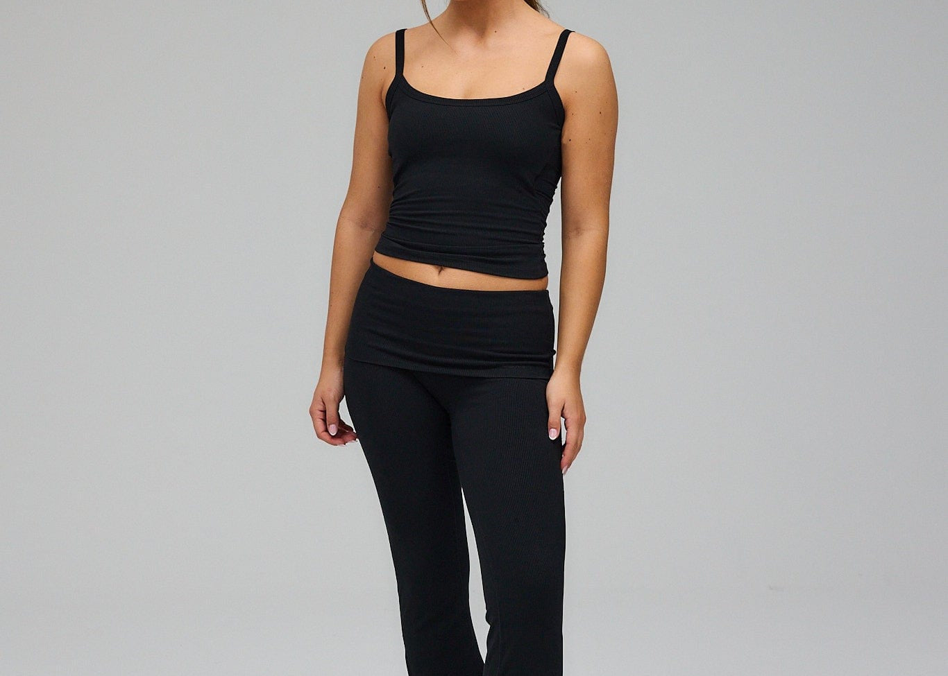 Exercere Tights Rib Fold Over Pants - Black