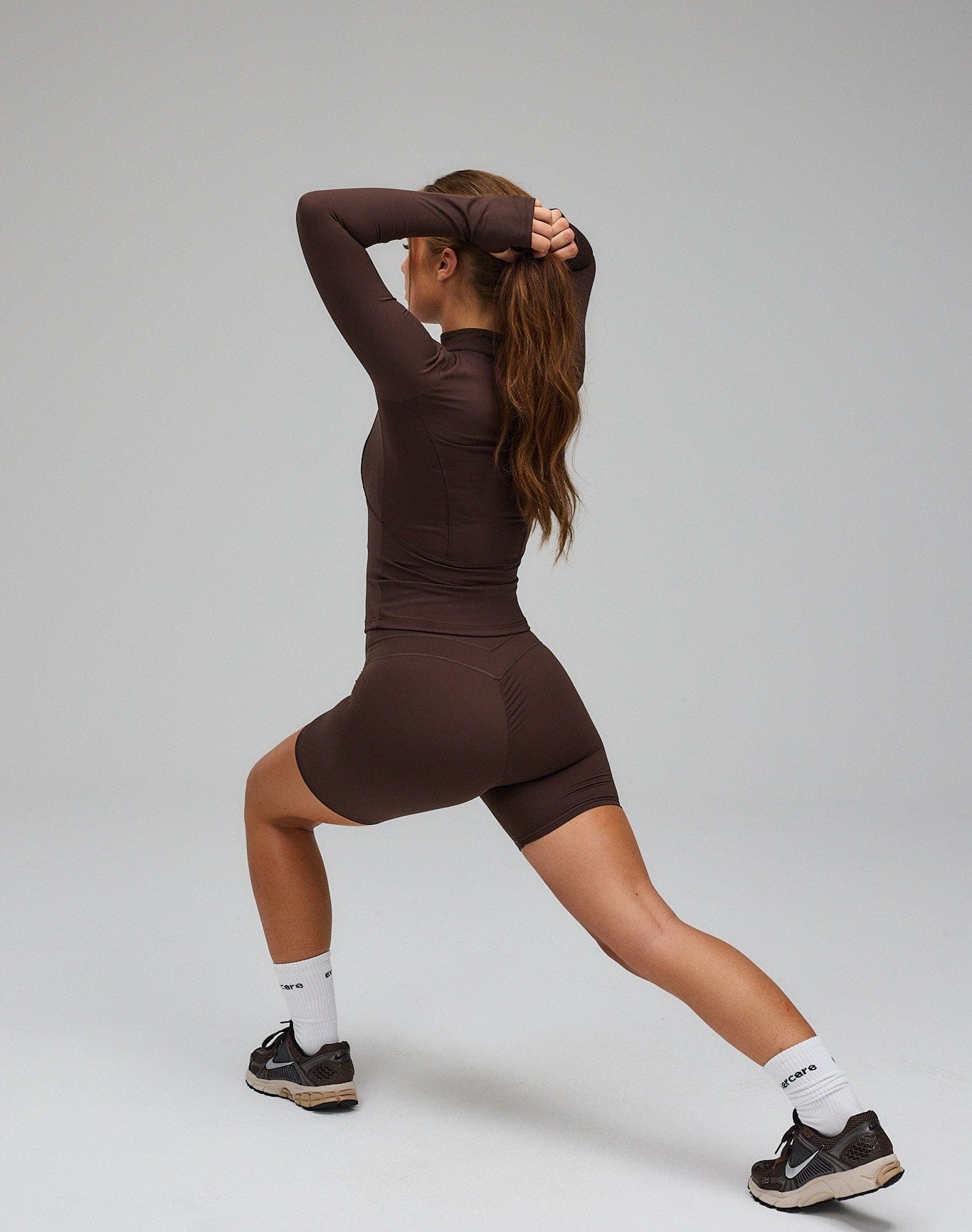 Exercere Blouses Hyper Zip Blouse - Pecan Brown