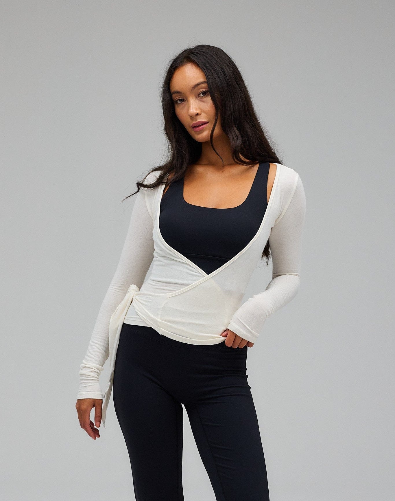 Exercere Blouses Ballet Wrap Blouse - White