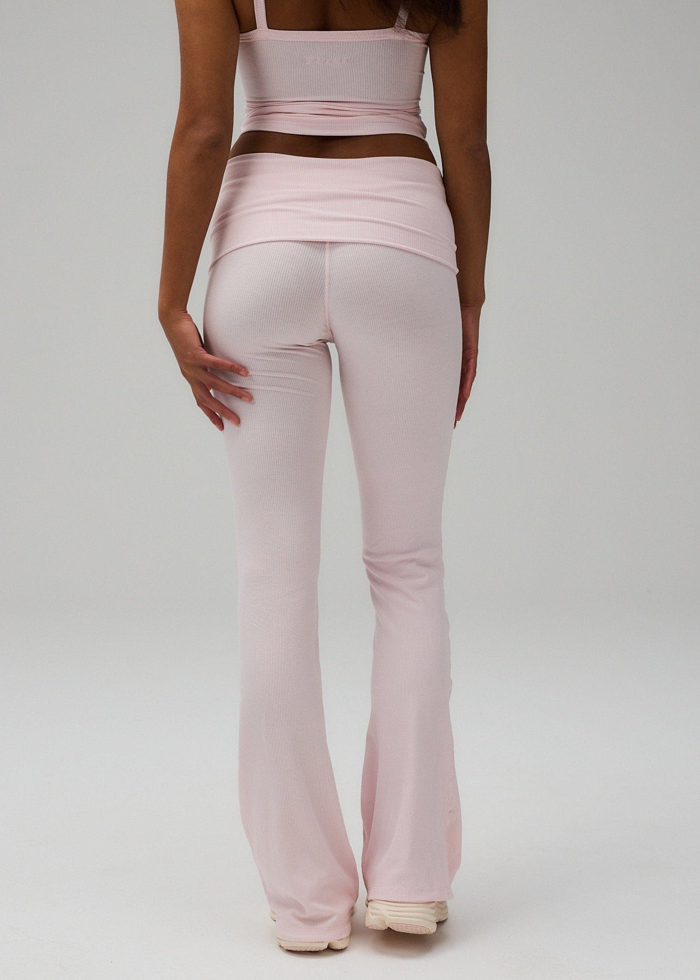 Exercere Tights Rib Fold Over Pants - Soft Pink