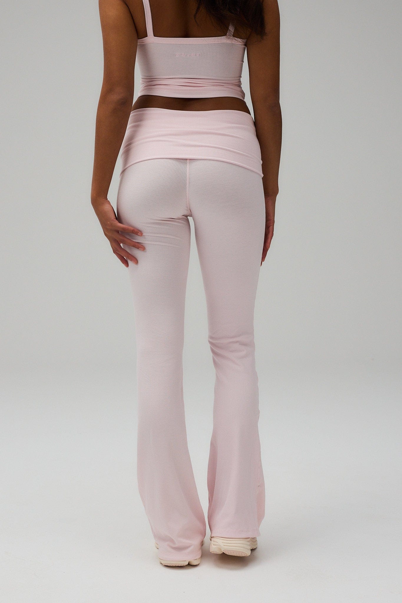 Exercere Tights Rib Fold Over Pants - Soft Pink