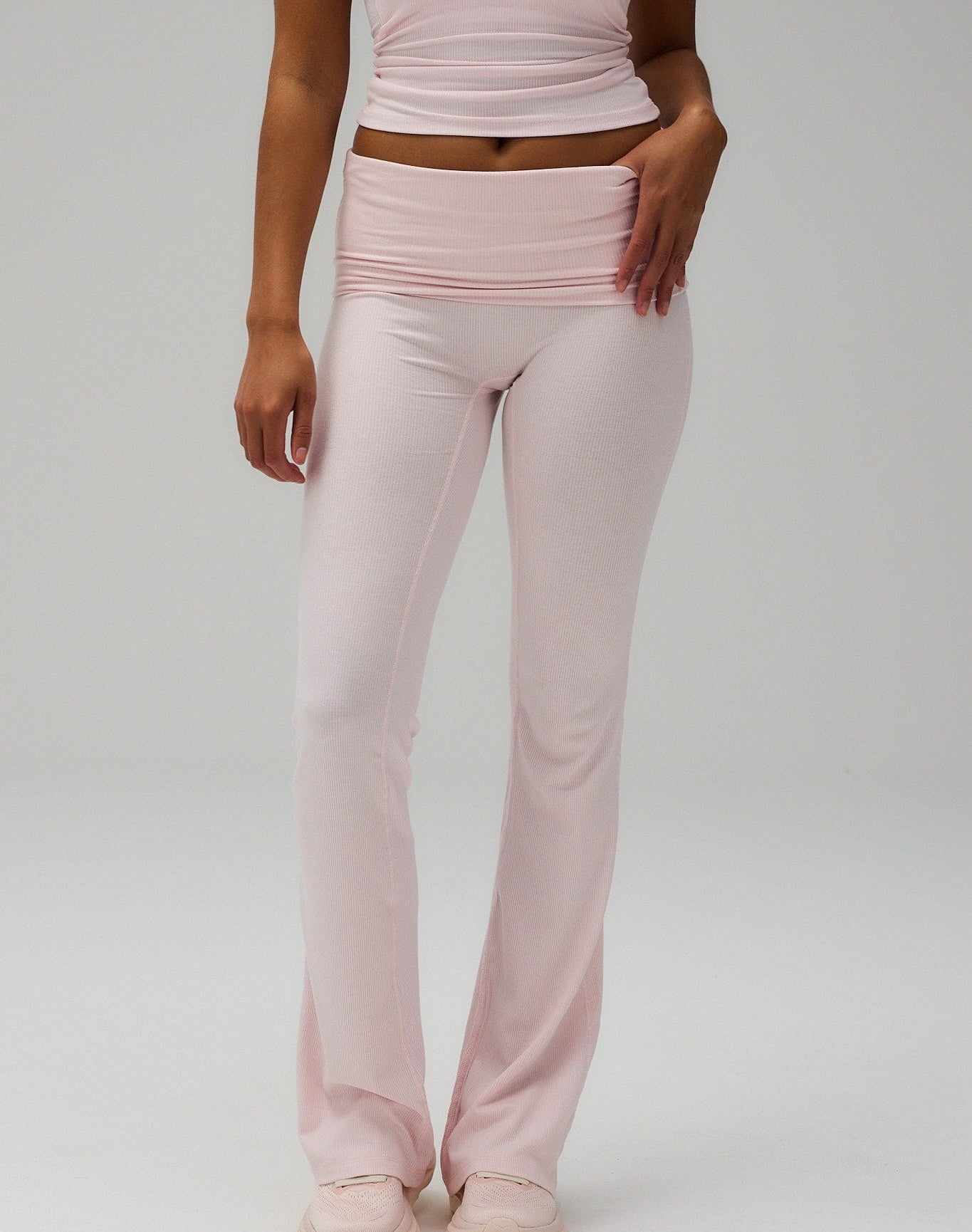 Exercere Tights Rib Fold Over Pants - Soft Pink