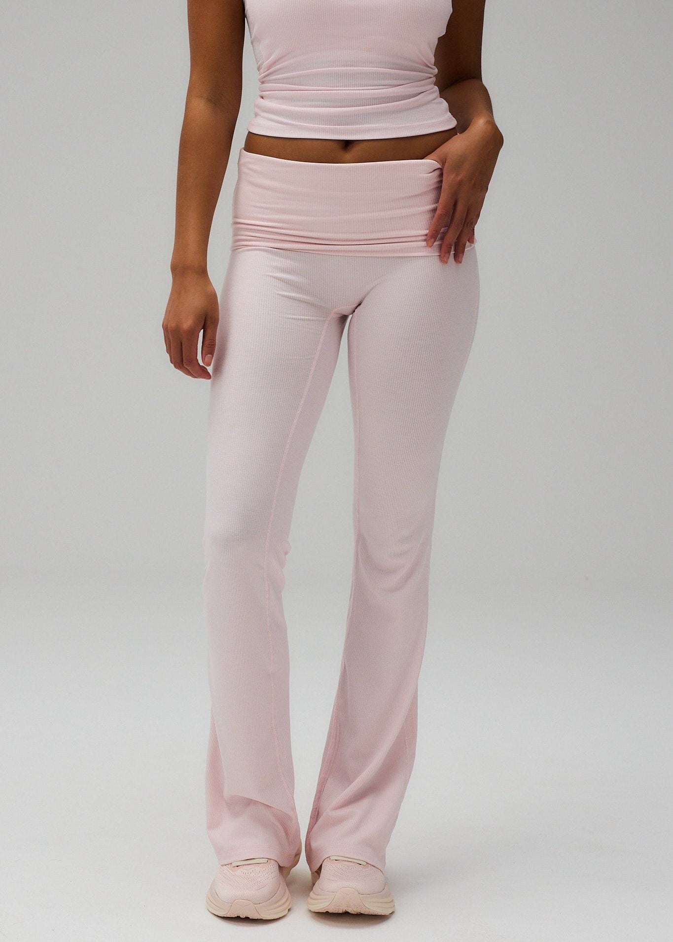 Exercere Tights Rib Fold Over Pants - Soft Pink