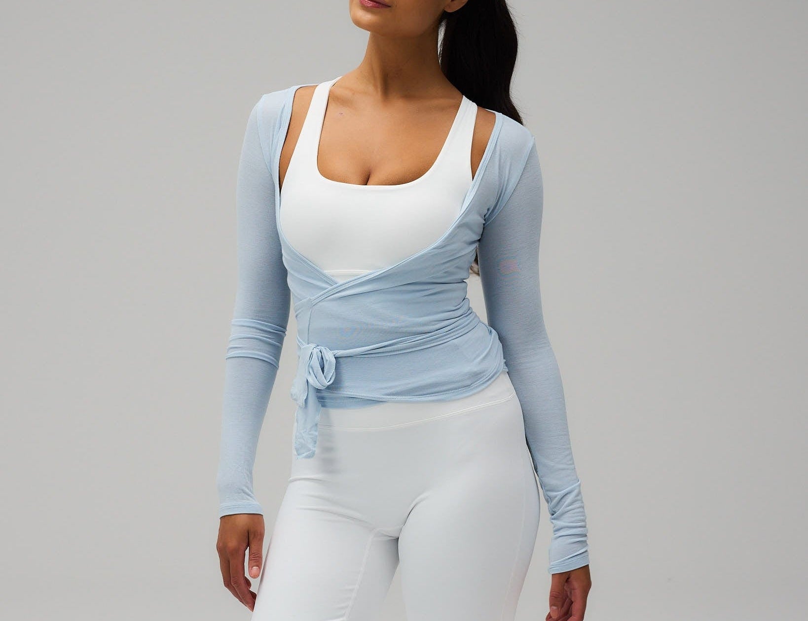 Exercere Blouses Ballet Wrap Blouse - Powder Blue