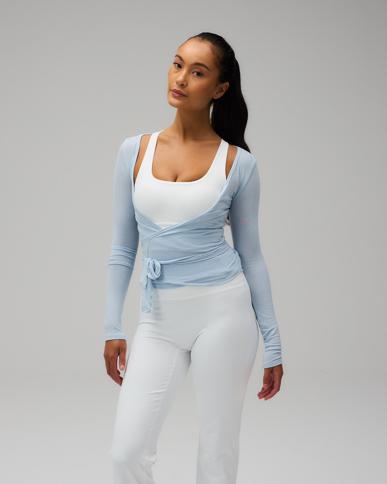 Exercere Blouses Ballet Wrap Blouse - Powder Blue