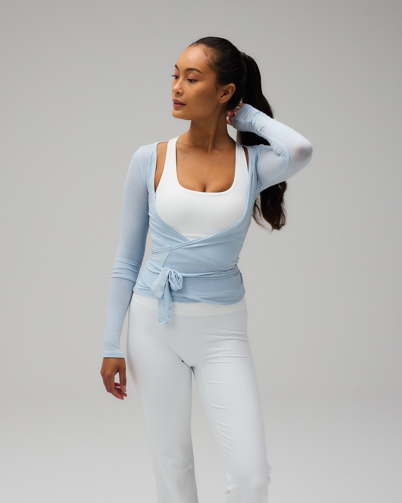 Exercere Blouses Ballet Wrap Blouse - Powder Blue
