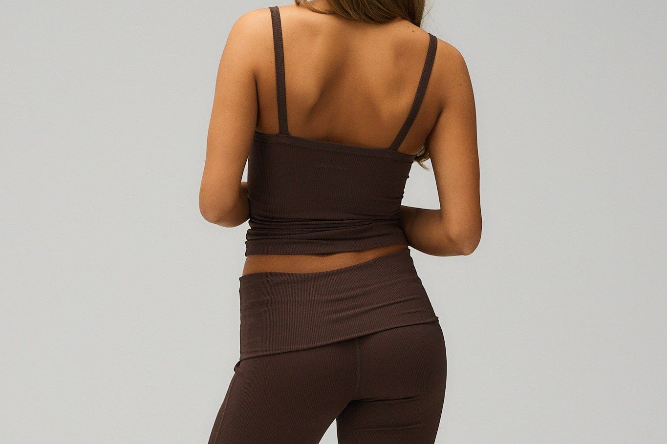 Exercere Tops Rib Tank Top - Pecan Brown