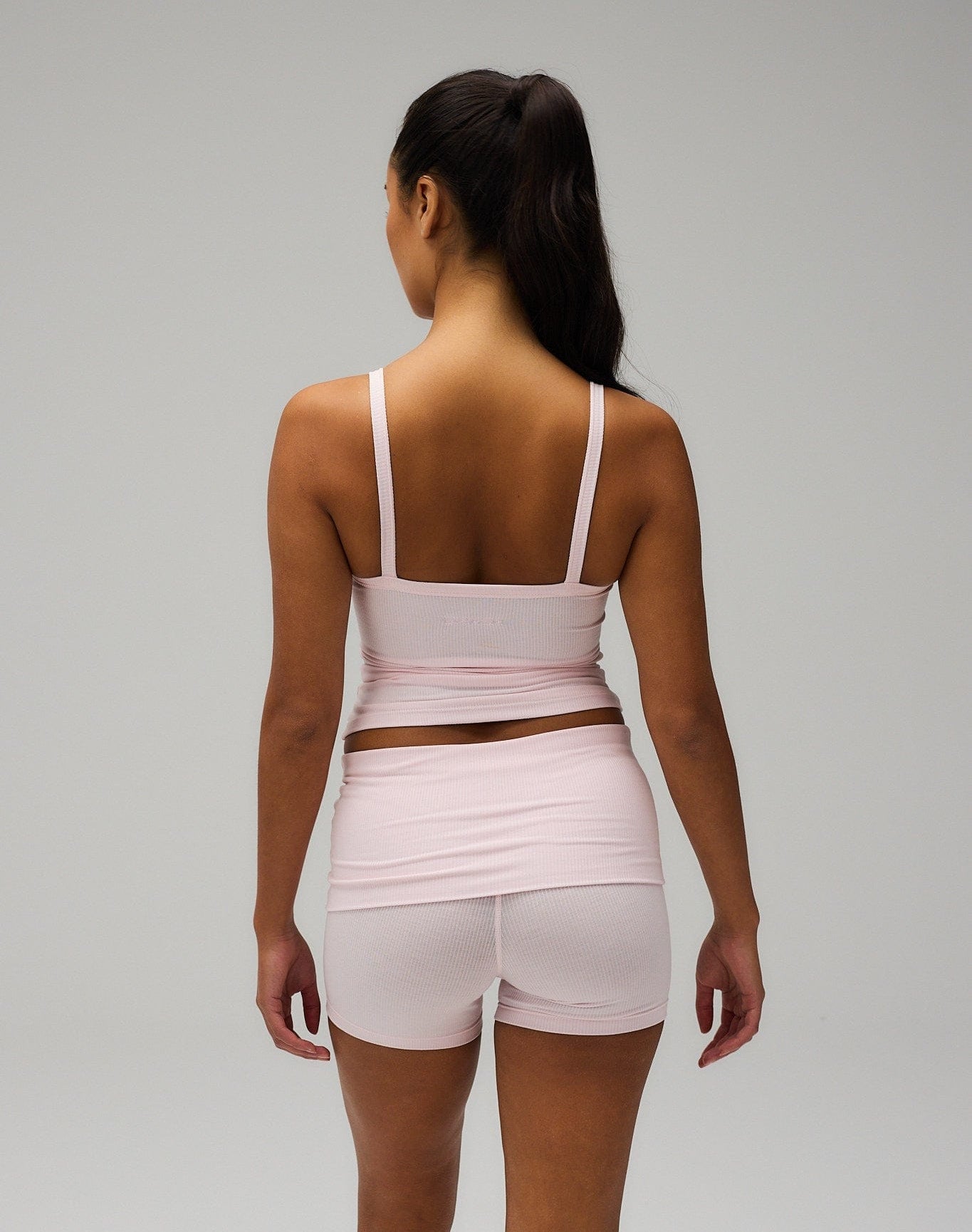 Exercere Shorts Rib Fold Over Shorts - Soft Pink