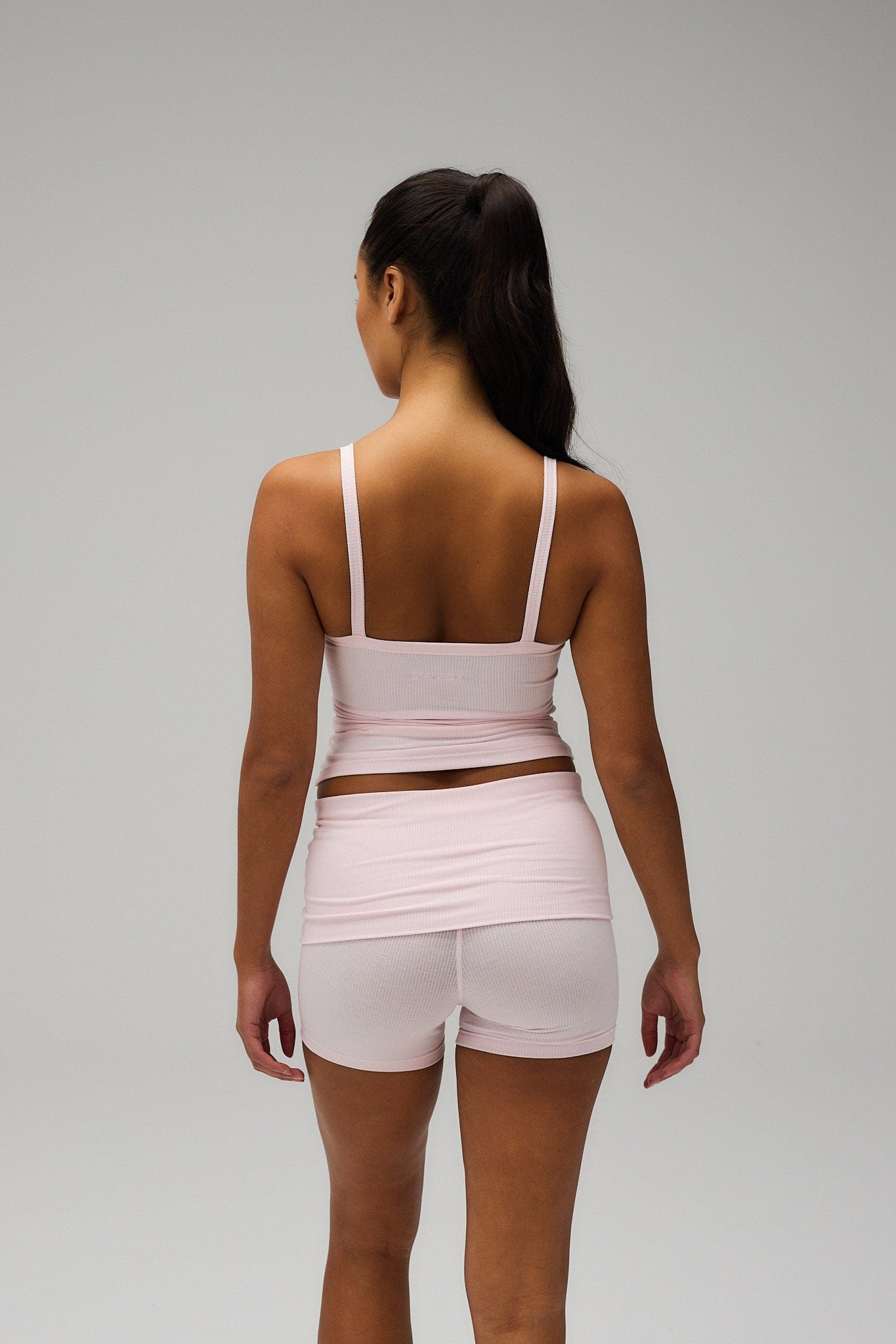 Exercere Shorts Rib Fold Over Shorts - Soft Pink