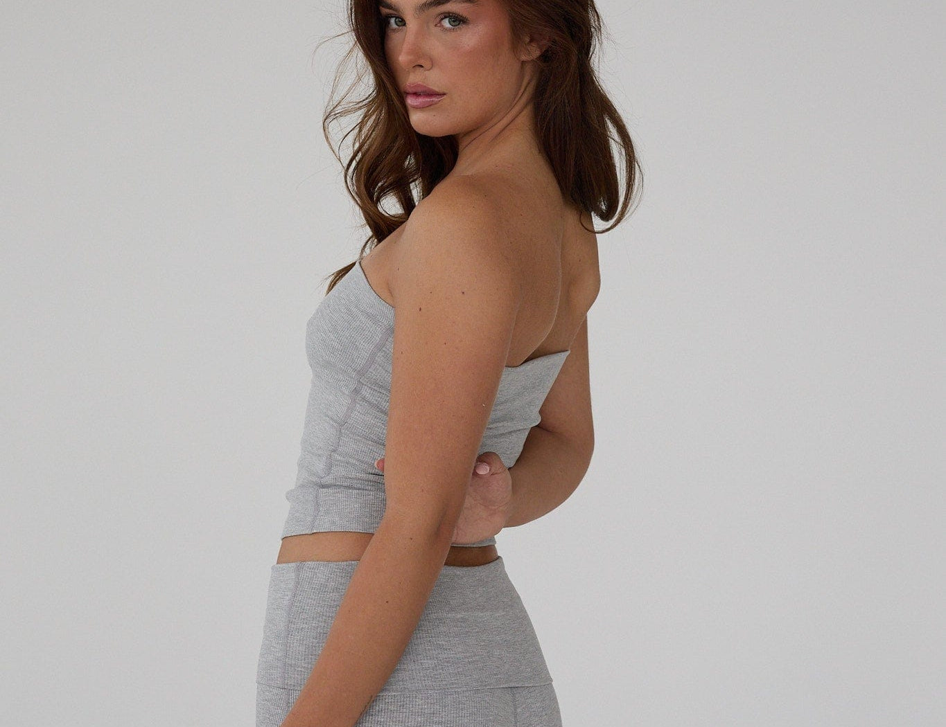 Exercere Tops Rib Tube Top - Grey Melange