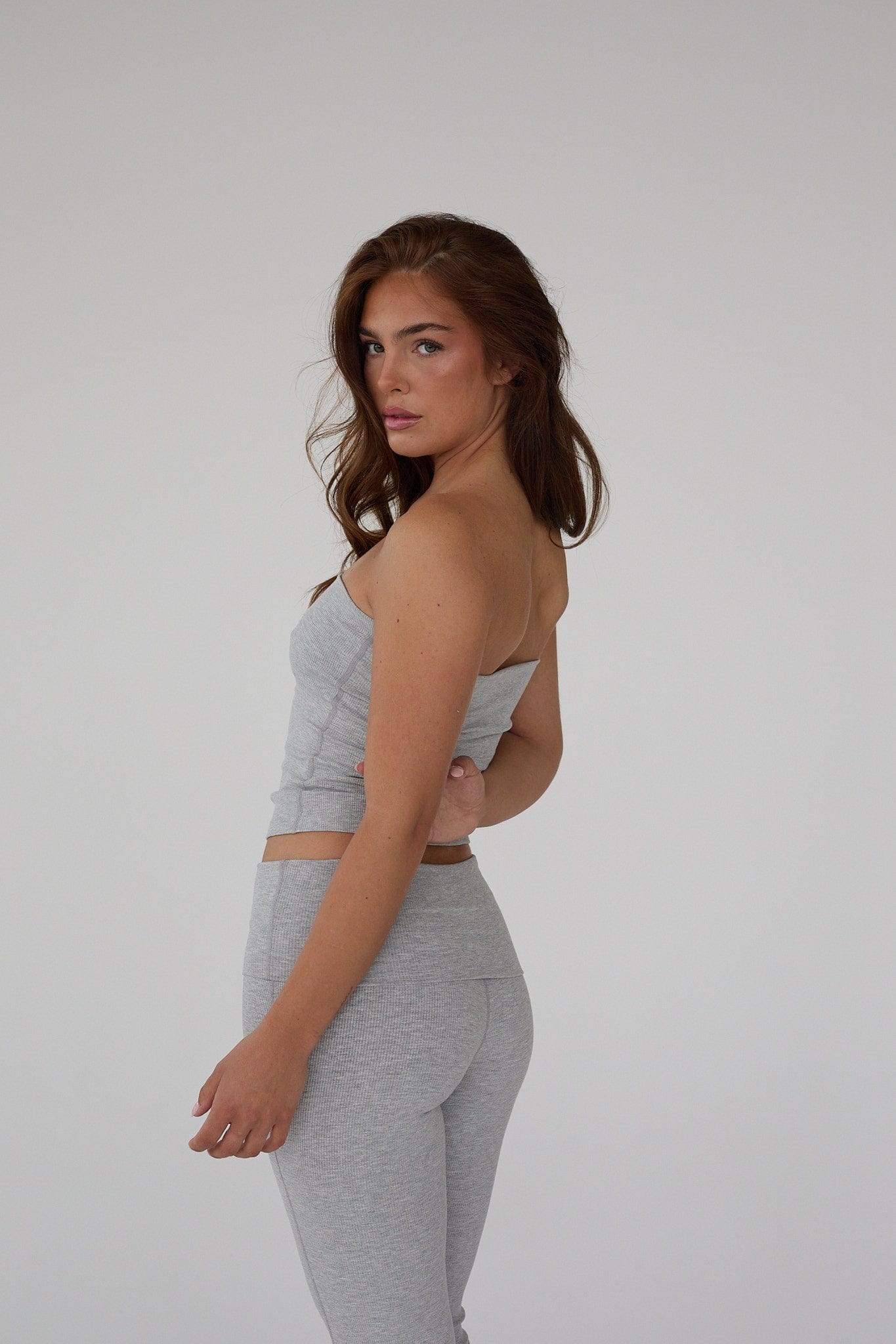 Exercere Tops Rib Tube Top - Grey Melange