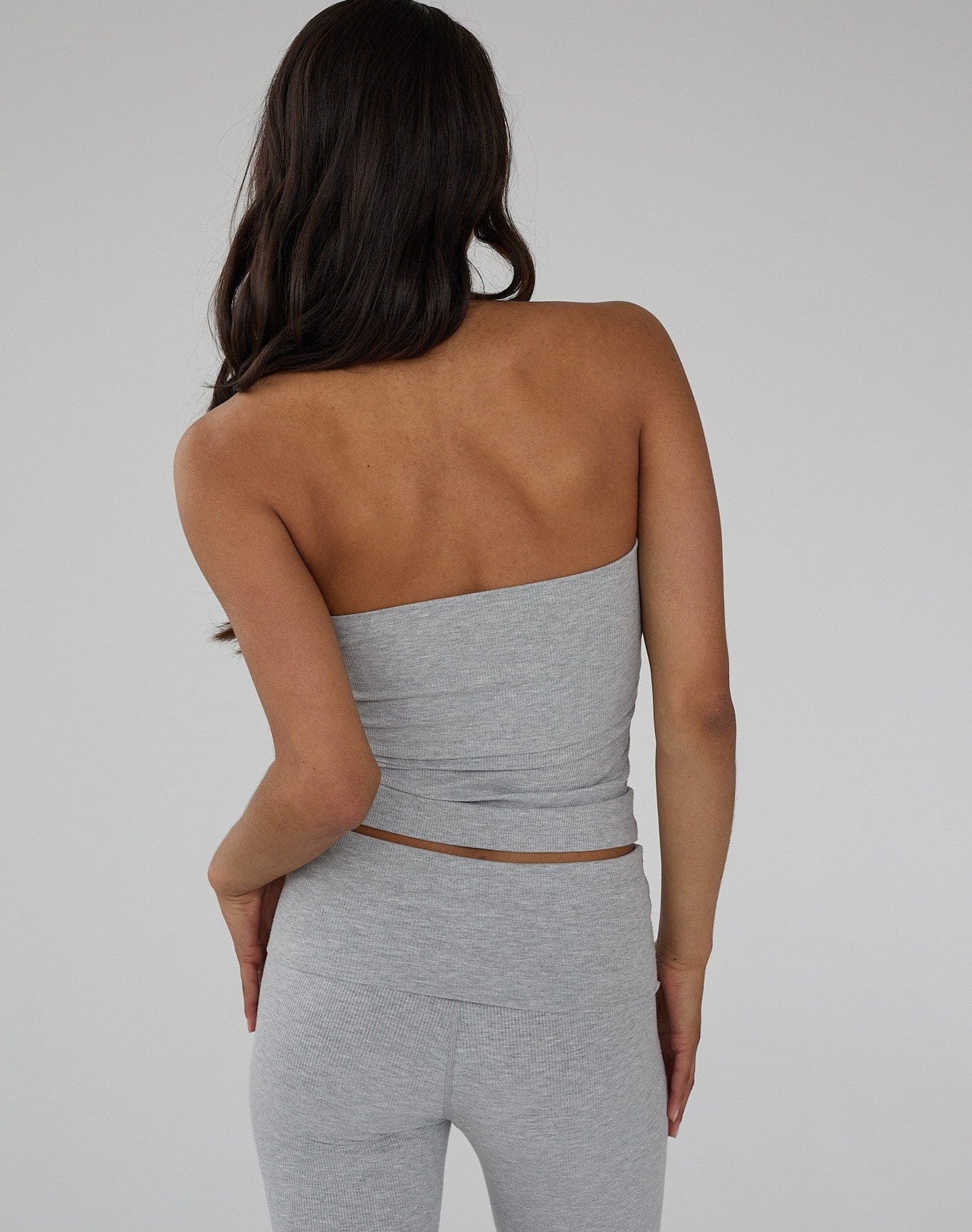 Exercere Tops Rib Tube Top - Grey Melange