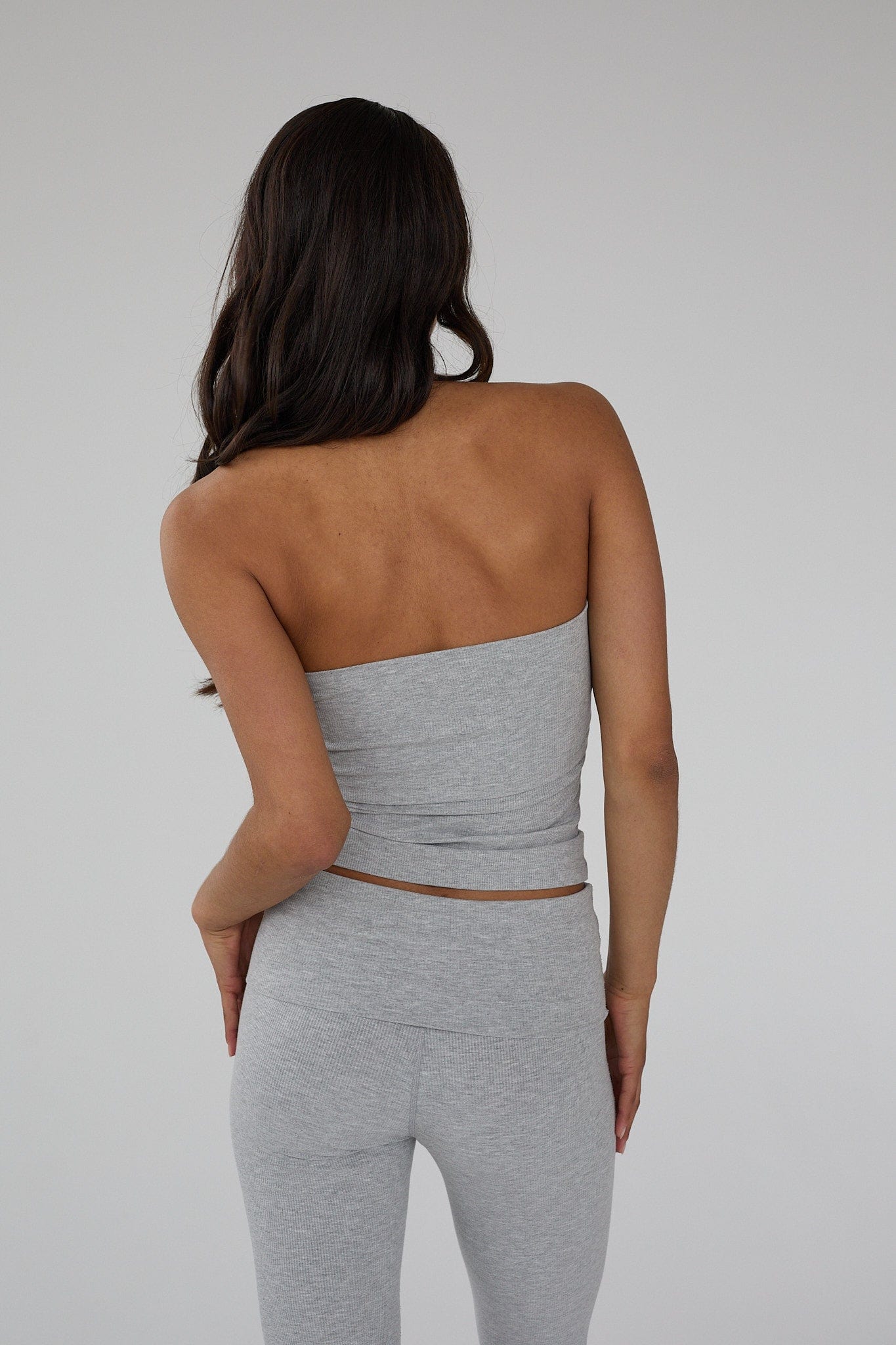 Exercere Tops Rib Tube Top - Grey Melange