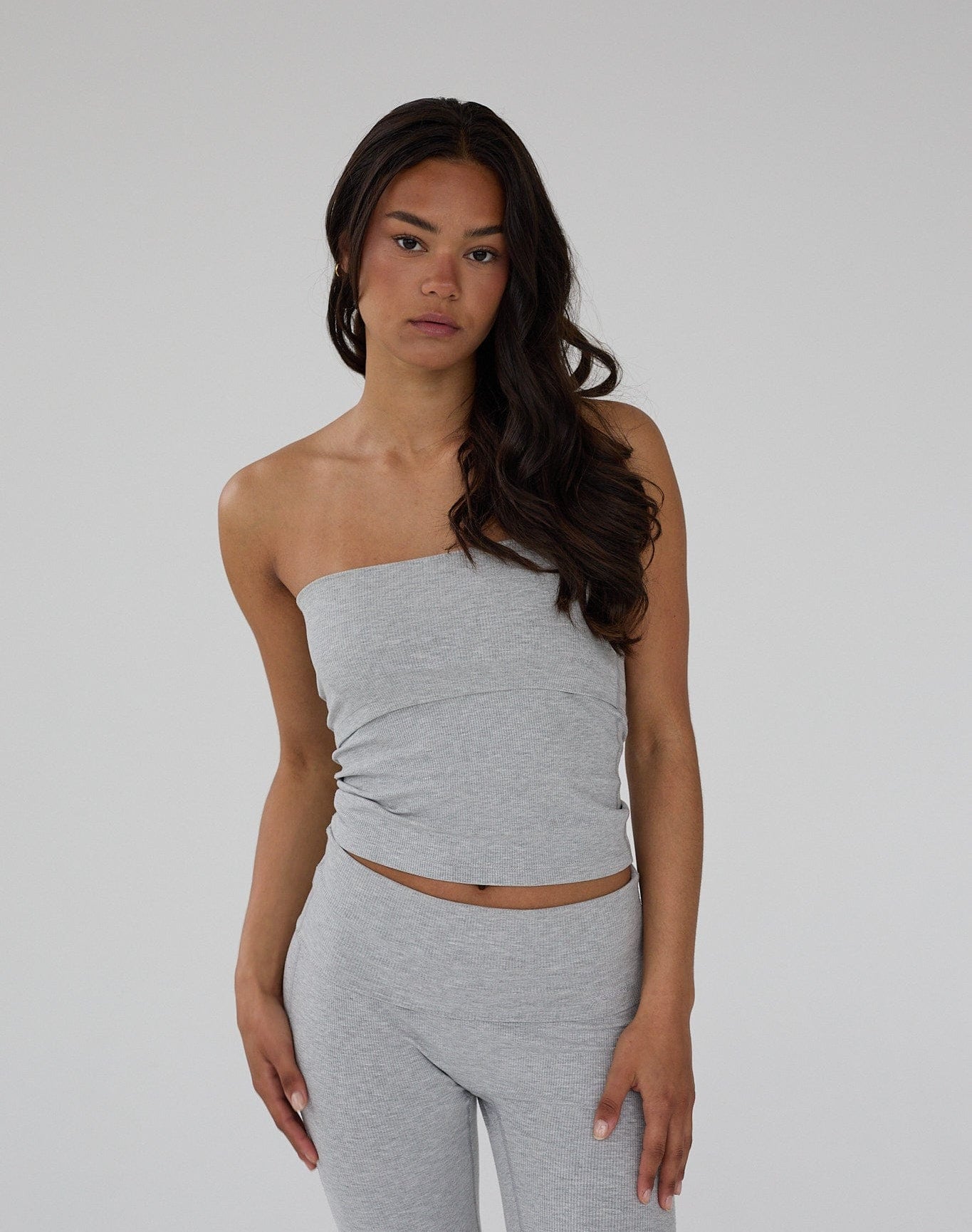 Exercere Tops Rib Tube Top - Grey Melange