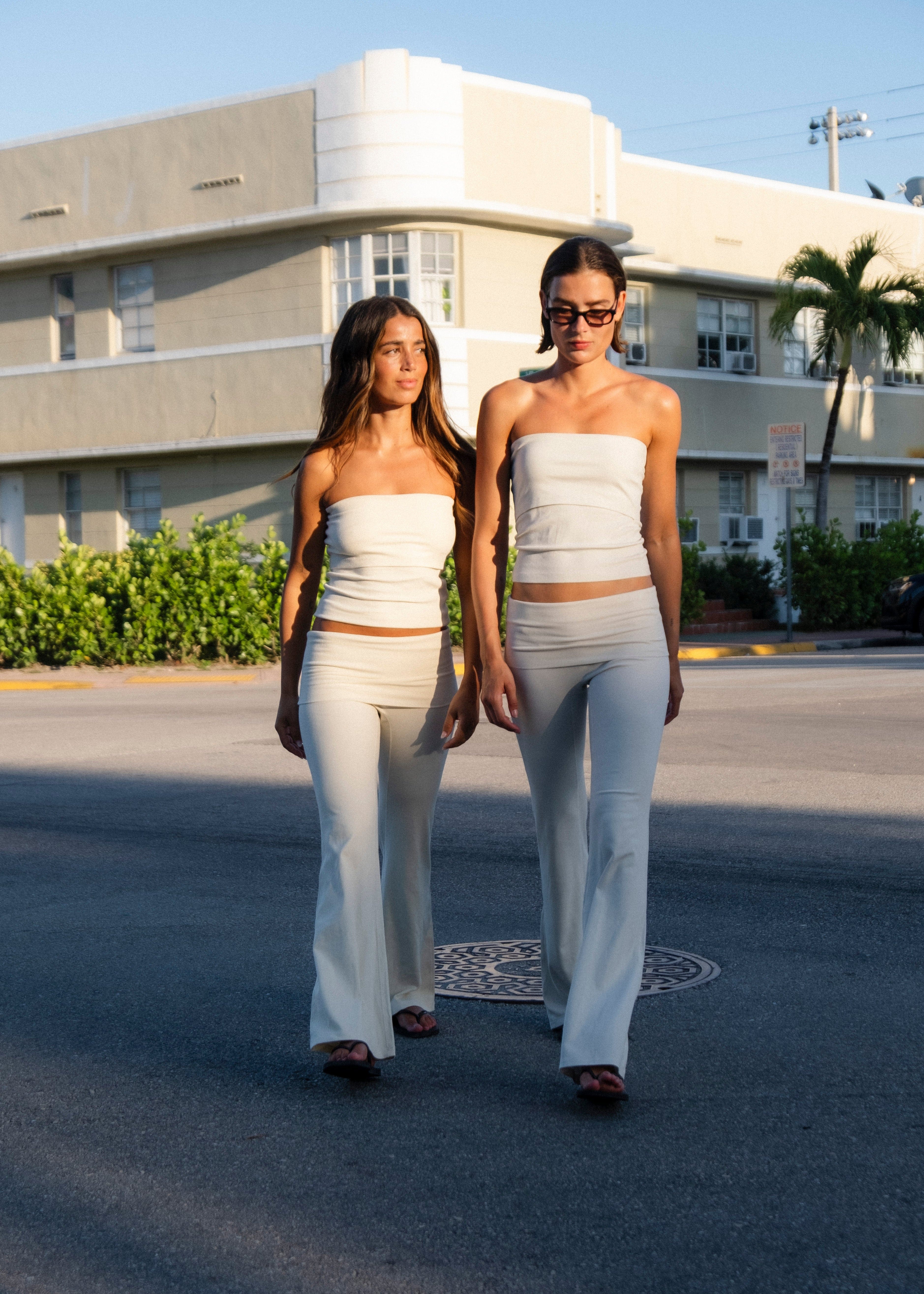 Exercere Tights Rib Fold Over Pants - Honey