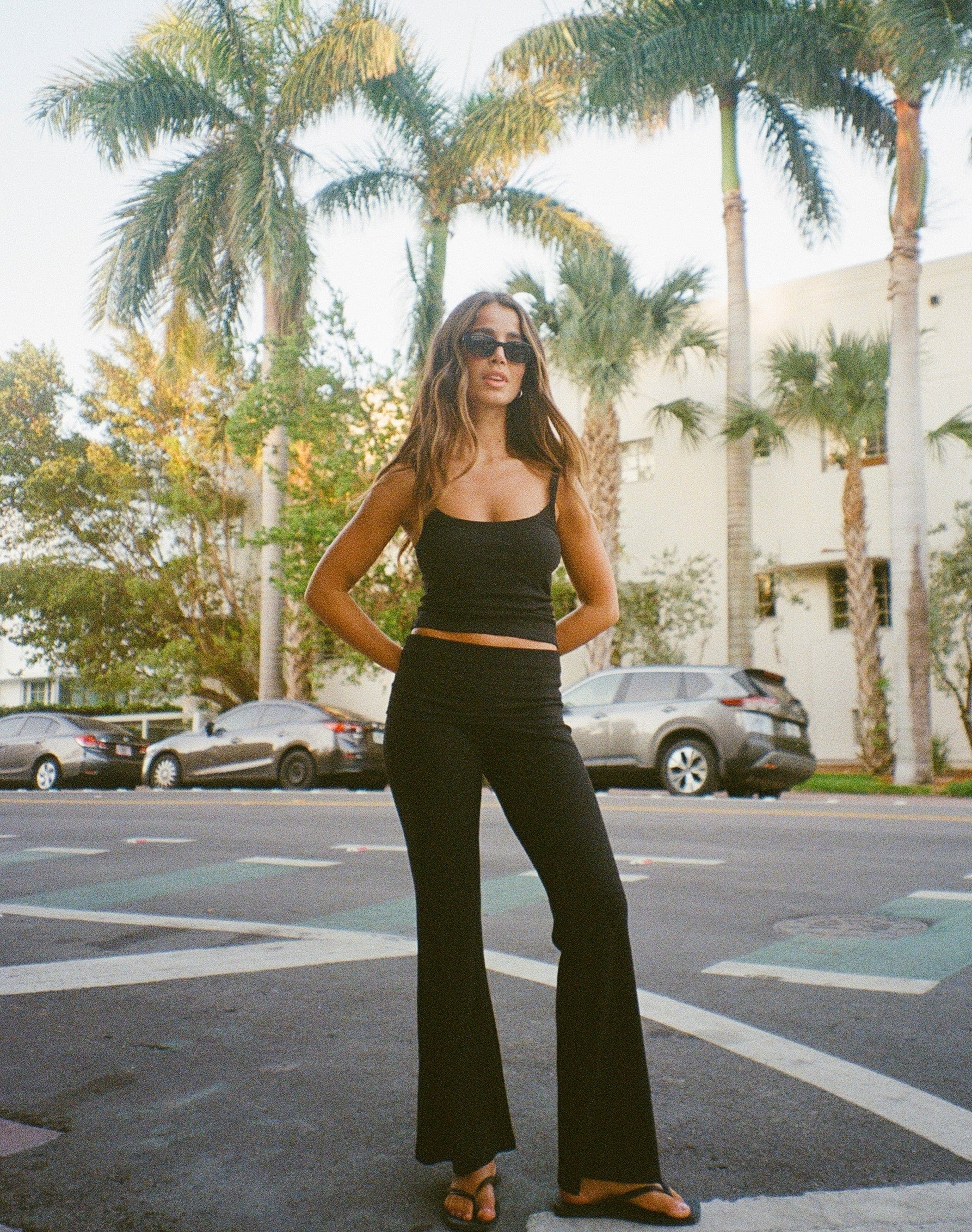 Exercere Tights Rib Fold Over Pants - Black